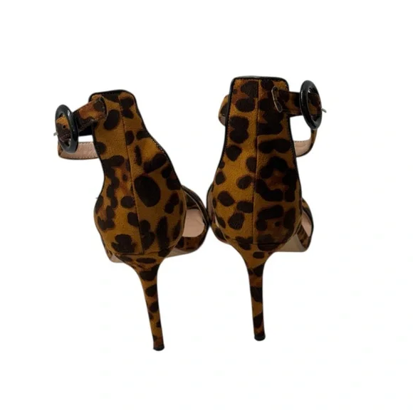 Shoeland Leopard Print Ankle Strap w/ Black Circular Buckle, Stiletto Heel, Sz 9 - Picture 5 of 6